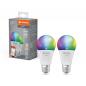 Preview: 2er Set LEDVANCE SMART+ WiFi Classic E27 Leuchtmittel RGBW Farbwechsel dimmbar 9W wie 60W 2700-6500K